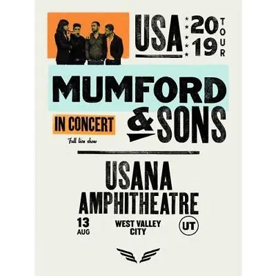 Mumford & Sons - 2019 Poster West Valley City Usana Delta Tour • $161
