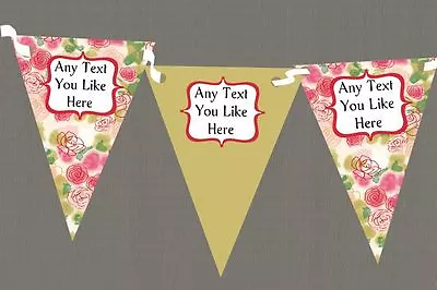 Pink Green Personalised Shabby Chic Garden Tea Party Bunting • £6.79