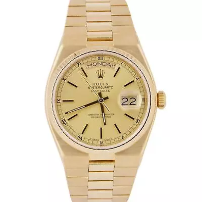 1984 Rolex OysterQuartz Day-Date President Champagne 18K Yellow Gold Watch 19018 • $11793.11