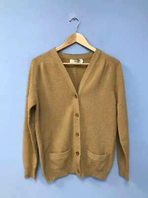 Jaeger Cardigan Size 38  M Womens Brown Camel Hair Wool Cashmere Knit RMF03-CN • £7.99