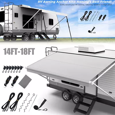 Awning Fabric 14-18ft Width Shading Roll Out Camper Vinyl Replacement RV Caravan • $80.55