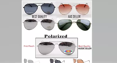 Polarised Retro Classic Aviator Silver Metal Frame/Mirror Lens 80's Sunglasses • $17.95