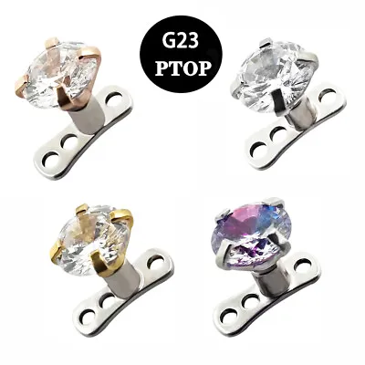 PTOP G23 Titanium Base CZ Micro Dermal Anchor Top Skin Diver Piercing Jewelry • $8.70