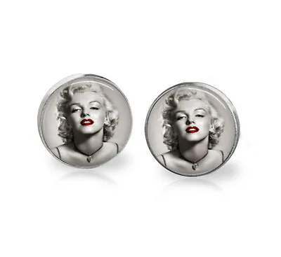 Clip On Bronze Gold Silver Marilyn Monroe Cabochon Stud Earrings • $4.35