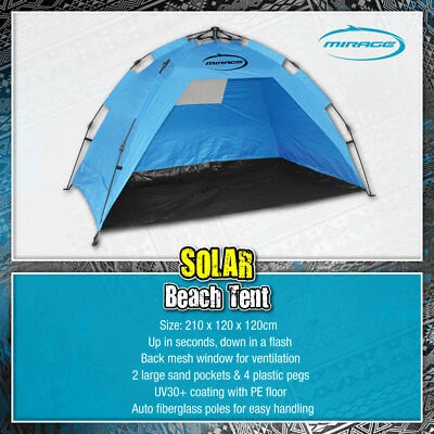 $79.99 • Buy MIRAGE Pop Up Portable Beach Tent Sun Shade Shelter Canopy Outdoor Camping