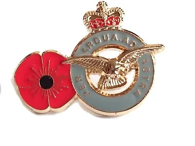 RAF Royal Air Force And Flower Lapel Pin Badge Military • £3.49