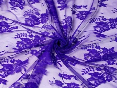 Minerva Chantilly Tulle Lace Fabric Violet - Per Metre • £12.58