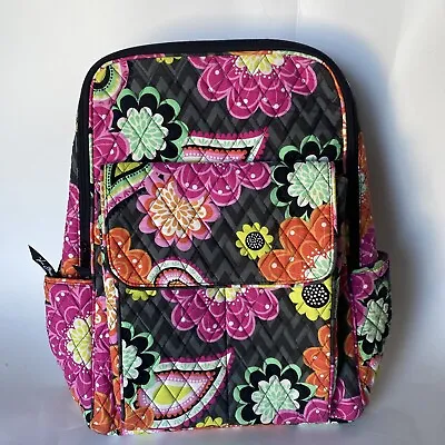 Vera Bradley Ziggy Zinnia Large Book Bag Quilted Floral Backpack • $24.99