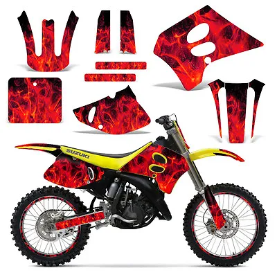 Decal Graphic Kit Backgrounds Suzuki RM125 RM250 125 250 Dirt Bike 93-95 ICE RED • $79.95
