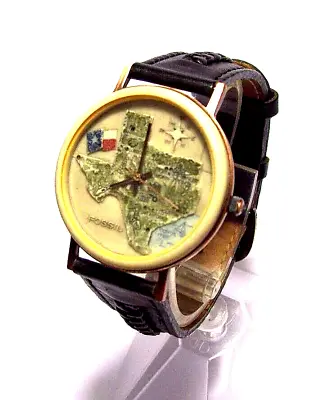 Texas Map Copper Wrist Watch By Fossil Vintage Very Detailed Looks & Runs Great! • $54.95