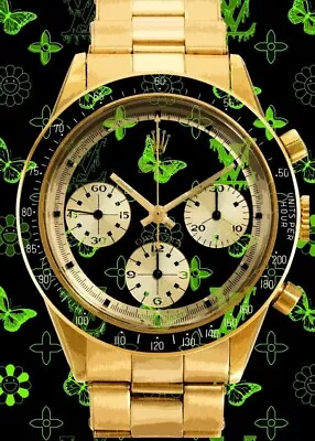 DEATH NYC Ltd Ed Signed Modern Art Print 45x32cm Rolex Daytona Watch Butterfly  • $179.99