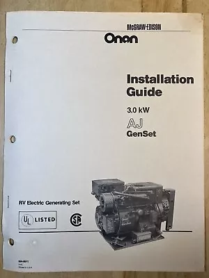 Onan 3.0 KW AJ GenSet RV Electric Generating Set Installation Guide.  D2 • $14.95