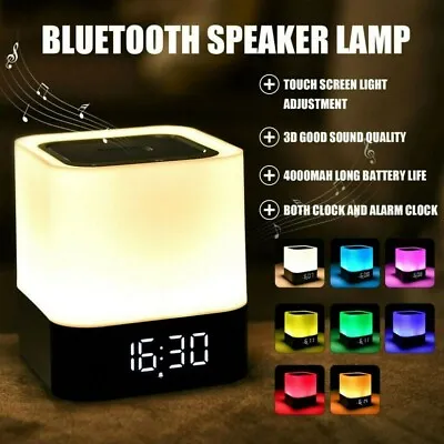 $33.05 • Buy Bluetooth Speaker Lamp, Touch Sensor Night Light With Alarm Clock FM 7 Colors