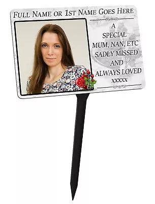 Your Photo Personalised Memorial Plaque & Stake.  Family Garden Grave • £13.99