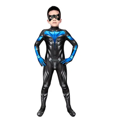 $41.89 • Buy Nightwing Costume Cosplay Suit Kids Dick Grayson Titans S1 Handamde