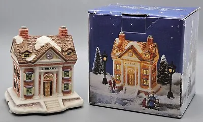 Miniature Olde Town Village Porcelain Library.  4  Tall. Perfect! • $16.95