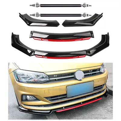 Front Bumper Lip Splitter Spoiler For Volkswagen VW Polo Plus Strut Rod Body Kit • $79.99