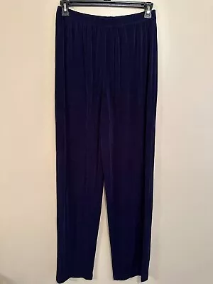 Vikki Vi Classic Women's Full Length Pants 1X Navy Blue Pull On Elastic Waist • $39.99