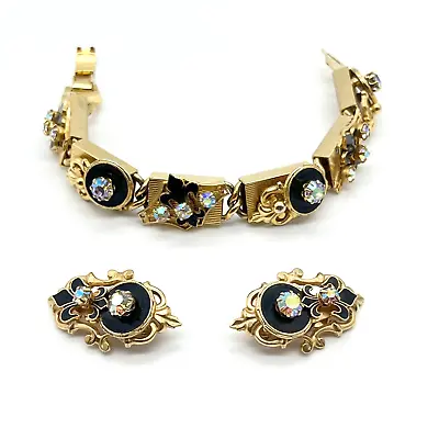Kramer Of New York Bracelet And Earrings Set Fleur De Lis Signed MCM Vintage • $86.10