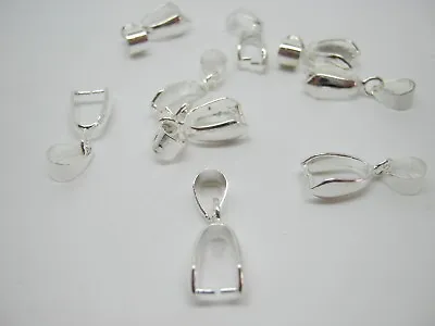 20 Large Pinch Bails 18mm Silver Plated Pendant Necklace Jewellery Findings • £3.29