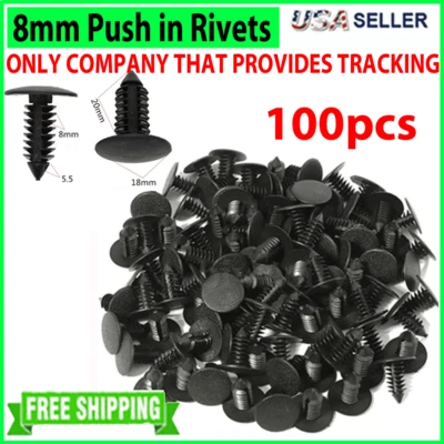$5.03 • Buy 100 PCS Bumper Clips 8mm Auto Car Hole Plastic Rivets Fastener Fender Push Pin