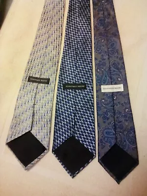 Vintage Geoffrey Beene 100% Silk Ties Lot Of 3 2 Blue 1 Green/teal Paisley • $14