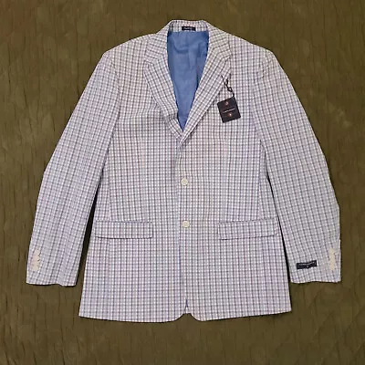 Men's Saddlebred 100% Cotton Pastel Madras Plaid Blazer/Coat Sz 42L NWT • $39.99