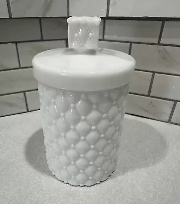 Vintage Mid Century Heritage By L.E. Smith Milk Glass Quilted Diamond Canister • £33.26