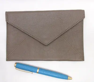 Graphic Image Leather Envelope Wallet For Photos Receipts Money 7x4  Taupe • $30