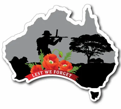 Anzac Sticker With Australian Map With Soldiers And Poppies Lest We Forget Reme • $5.95