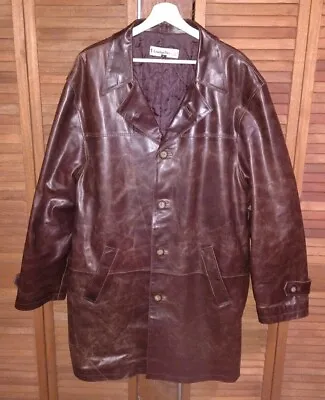 Thick Tough Long Leather Pea Coat By LeatherBuy • $150