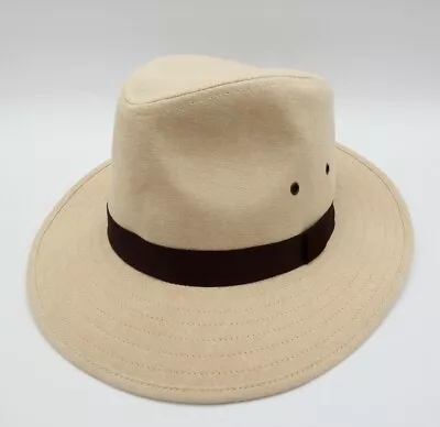Failsworth Hat Formal Explorer Beige Size Medium 100% Cotton Fedora Style • £12.15