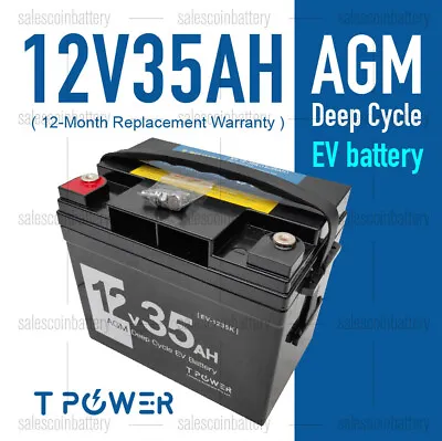 Tpower 12V35AH AGM DEEP CYCLE Rechargeable Battery 4 Mobility SCOOTER GOLF CART • $135
