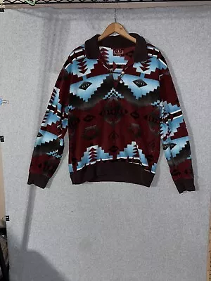 VINTAGE Y2K Aztec Fleece Pullover Western Wits Size L Made In USA • $20