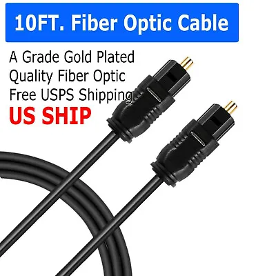 10FT Digital Fiber Optic Audio Cable Cord Optical SPDIF TosLink For TV DVD AMP  • $3.99