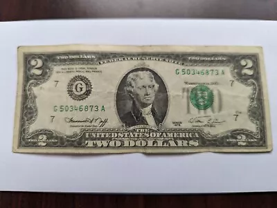 1976 G 2 Dollar Bill Bicentennial Year Misprinted Treasury Seal • $99