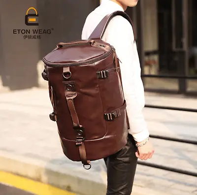 Large New Men PU Leather Duffle Gym Luggage Bag Backpack Shoulder School Bag • $37.90