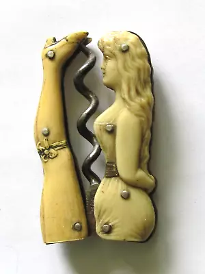 Antique Germany Corkscrew Bottle Opener Celluloid Figural Women Naughty • $152.50