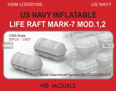 HSMU350019U 1:350 HS Models US Navy Inflatable Life Raft Mk.7 Mod.1/2 • $23.14