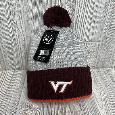 Virgina Tech Hokies Beanie 47 Brand College NCAA Winter Pom Pom Hat Cap • $11.72