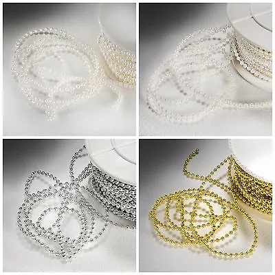 3mm PEARL BEADS ON STRING Sewing Cake Trim Wedding Bridal Craft Trimming • £1.79