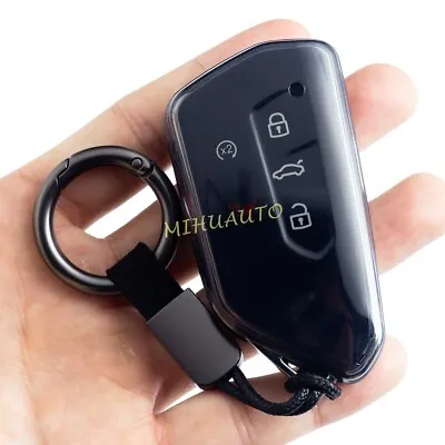 Transparent Black Car Key Chain Cover Case Holder For VW 2021-2023 Golf MK8 ID.4 • $9.94