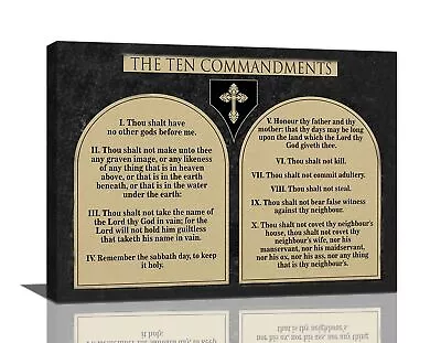 10 Commandments Canvas Wall Art Vintage Ten Commandments Wall Decor God Bible... • $27.91