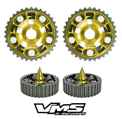 Gold Vms Racing Adjustable Cam Gears + Spiked Bolts Honda Acura B16 B18c • $124.95