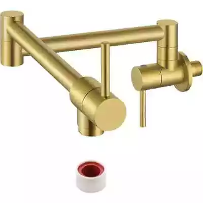 KES Kitchen Gold Pot Filler Folding Faucet Brass Double Joint Swing Sink Faucet • $69