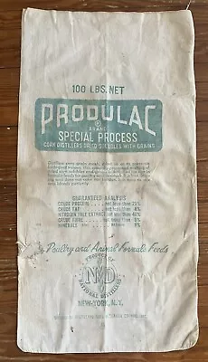 Produlac Grain Bag Muslin Feed Sack New York 100 Lb Vintage • $29.99