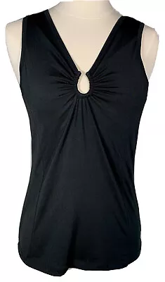 Balance Collection By Marika Womens Tank Top Size Small Black Shelf Bra Front U • $12.95