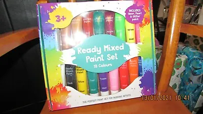 Ready Mixed Paint Set Of 18 Colours Including Glitter Pearl & Neon Paints NEW • £12.99