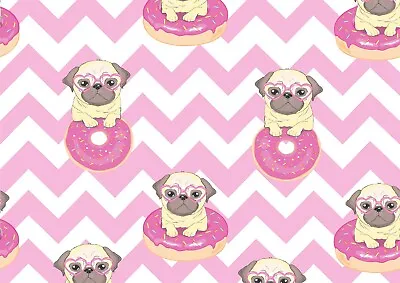 £3.99 • Buy A4| Cute Pug Dog Donut Poster Print Size A4 Food Animal Art Poster Gift #16820