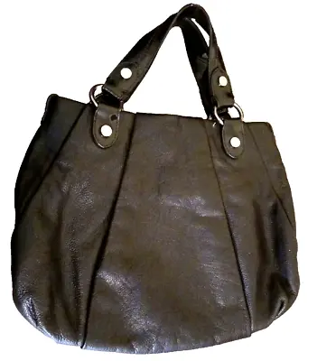 Simply Vera Wang Handbag Black Pebbled Leather Shoulder Bag Hobo Purse Pleated • $16